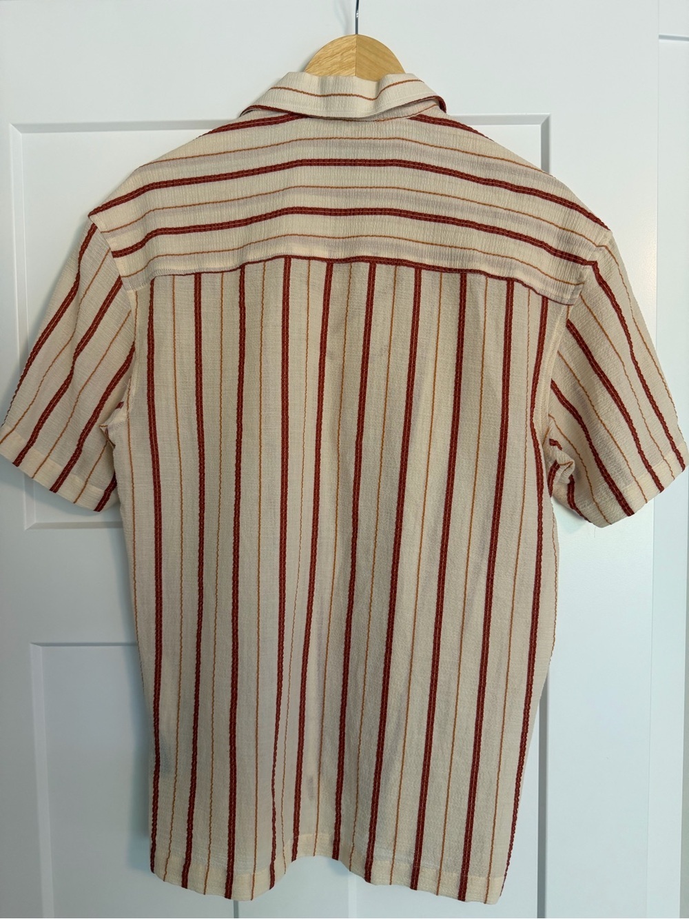 Ted Baker Striped Short Sleeve Button Up Shirt Cream Rust Size 1/Small - Picture 2 of 3
